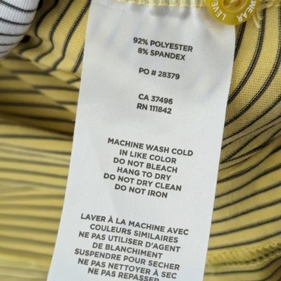 Levelwear Polo Shirt‎ Men's L Stripped Yellow/Black/White Short Sleeve Shirt - Picture 6 of 6